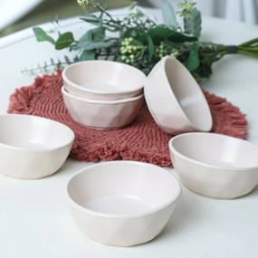 Facetta kőagyag tálkészlet 6 db, 12 cm, krém színű