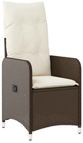 vidaXL 5 részes barna polyrattan kerti bisztrógarnitúra párnákkal