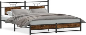 vidaXL füstös tölgy színű fém ágykeret matrac nélkül 183 x 213 cm