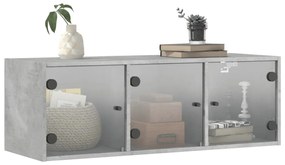 betonszürke faliszekrény üvegajtókkal 102 x 37 x 35 cm