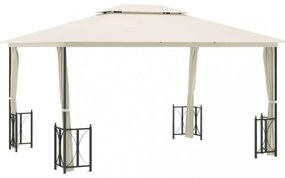 krémszínű pavilon oldalfalakkal és dupla tetővel 3x4 m