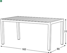 Kerti asztal 160x90 cm, alumínium, polywood, fekete, AZT-S1514 BK