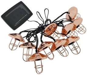 Napelemes LED fényfüzér 10xLED/1,2V 300 mAh 3,8 m IP44 rézszínű