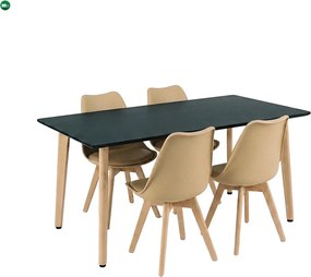 Silla 150 4+1 étkező garnitúra fekete-bézs