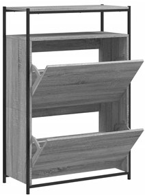szürke sonoma színű szerelt fa cipősszekrény 75x34x112 cm