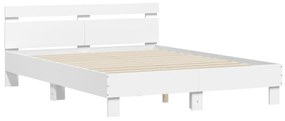 fehér ágykeret fejtámlával és LED-del 140 x 190 cm