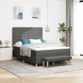 Boxspring ágy matraccal és paddal Sötétszürke 140x200 cm Szövet