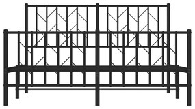 fekete fém ágykeret fej- és lábtámlával 135 x 190 cm