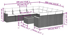 12 részes bézs polyrattan kerti ülőgarnitúra párnákkal