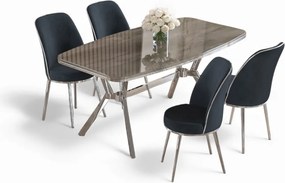 Lena étkezőgarnitúra, antracit-króm, 160 cm – TR240CHR2860