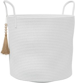 vidaXL fehér pamut tárolókosár Ø40 x 35 cm