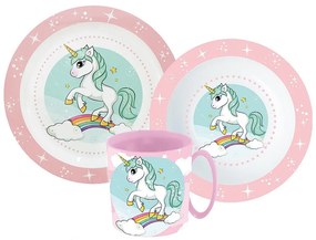 Unikornis Range étkészlet, micro műanyag szett bögrével 350 ml