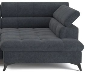 Fekete, jobbos MARANO L-alakú kihúzható sarokkanapé