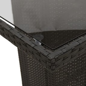 fekete polyrattan üveglapos kerti asztal 190x80x74 cm