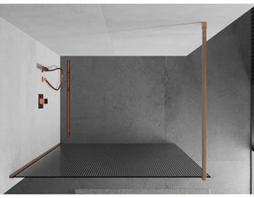 Mexen Kioto, Walk-In zuhanyparaván 90 x 200 cm, 8 mm-es üveg bordás mintával, réz matt profil, 800-090-101-65-09