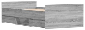 szürke sonoma színű ágykeret fej- és lábtámlával 90 x 200 cm