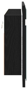 LED Tükörszekrény Fekete Tölgy 100x12x45 cm Fa