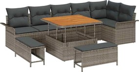 vidaXL Kerti Kanapé Szett párnával tárolóval párnával 9 pcs Szürke