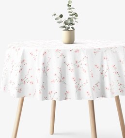 Goldea kör alakú pamut terítő - cseresznyevirágok Ø 110 cm