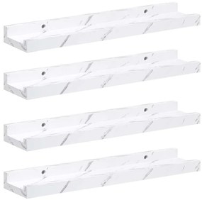 vidaXL Falpolc polcokkal 4 pcs Fehér márvány 40 x 9 x 3 cm Faanyag