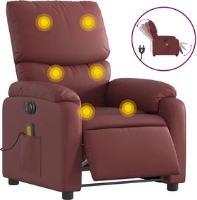 vidaXL bordó műbőr elektromos dönthető masszázsfotel