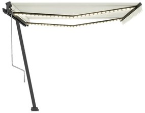 krémszínű automata szélérzékelős és LED-es napellenző 450x350cm