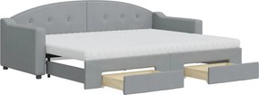 vidaXL világosszürke kihúzható szövet heverő fiókokkal 80 x 200 cm