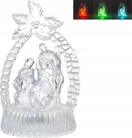 LED-es karácsonyi betlehem Átlátszó, változtatható fénnyel 12,5 cm.