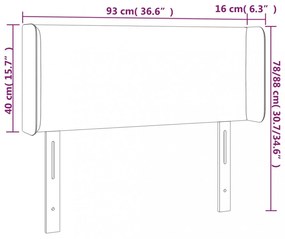 tópszínű szövet LED-es fejtámla 93 x 16 x 78/88 cm