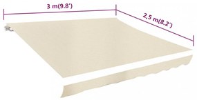 krémszínű napellenző ponyva 3 x 2,5 m (keret nélkül)