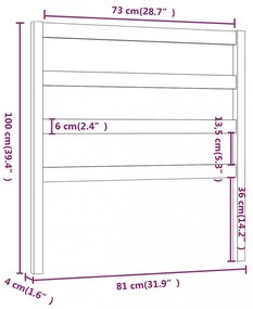mézbarna tömör fenyőfa ágy fejtámla 81 x 4 x 100 cm