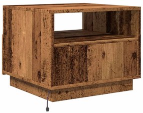 antik fa színű dohányzóasztal LED-lámpákkal 50 x 49 x 40 cm