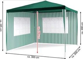 GARTHEN Kerti sátor zöld 3 x 3 m + 2 oldalfal