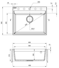 Deante ZRC_S10A - Konyhai mosogató CORIO 50x60 cm gránit/metál szürke