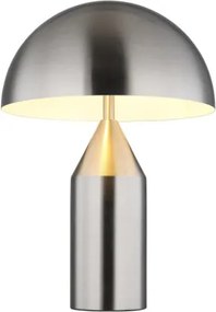 Globo 21030N Asztali lámpa, matt nikkel színű fém, matt fehér, fekete PVC kábel, billenőkapcsoló a kábelen, ø: 280mm, M: 390mm, kábelhossz 1500mm, 2x E27 40W 230V izzók nélkül