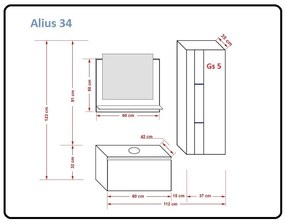 ALIUS 34 SONOMA TÖLGY FÜRDŐSZOBA BÚTOR