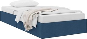 vidaXL Tárolós Ágy fejtámlával tárolóval Kék 100 x 200 cm szövet
