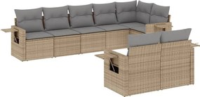 vidaXL 8 részes bézs polyrattan kerti ülőgarnitúra párnával
