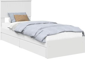 vidaXL Tárolós Ágy fejtámlával fiókkal Fehér 75 x 190 cm Faanyag