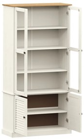 VIGO fehér üvegvitrines tömör fenyőszekrény 85x35x170 cm