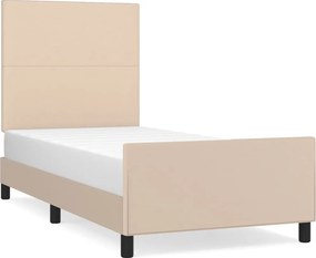 vidaXL cappuccino színű műbőr ágykeret fejtámlával 80 x 200 cm