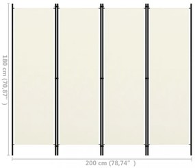 fehér 4 paneles paraván 200 x 180 cm