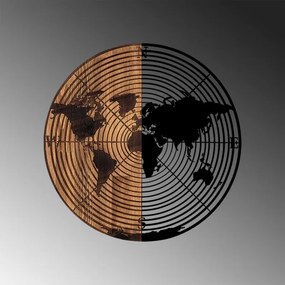 Fali dekoráció 56 cm átmérő, fa/fém térkép