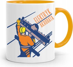 Bögre Sárga Ajándék Villanyszerelő Akrobata nyomott mintával