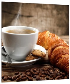 Csésze kávé és croissant képe (30x30 cm)