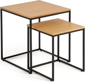 Tárolóasztal szett tölgyfa dekoros asztallappal, 2 db-os 45x45 cm Yoana – Kave Home