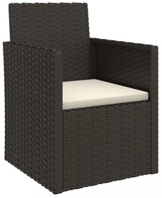 3 részes fekete polyrattan kültéri ülőgarnitúra párnákkal