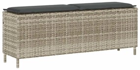 Világosszürke polyrattan kerti pad párnával 110x30x40,5 cm