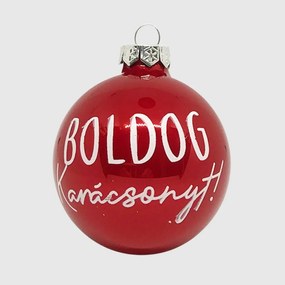 Boldog karácsonyt! kézzel festett üveg karácsonyi gömb szett 6*7cm