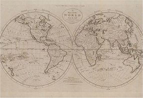 Dekoratív Fotótapéta Hálószobába Régi térkép 152x104 Ragasztó
